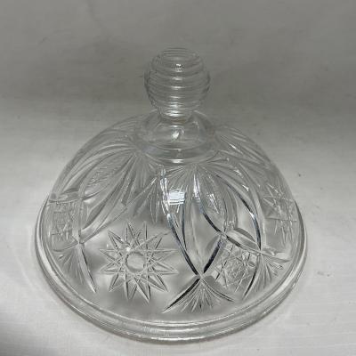 -102- Clear Cut Glass | Covered Butter Dish