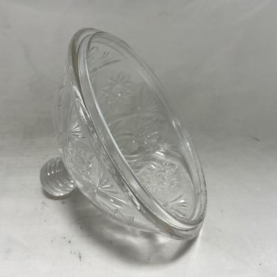 -102- Clear Cut Glass | Covered Butter Dish