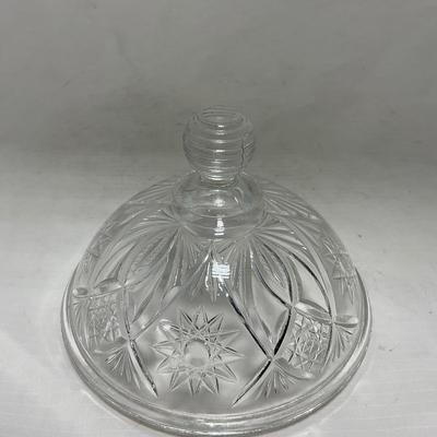 -102- Clear Cut Glass | Covered Butter Dish