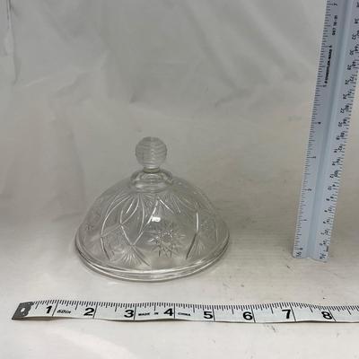 -102- Clear Cut Glass | Covered Butter Dish