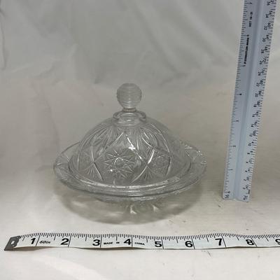 -102- Clear Cut Glass | Covered Butter Dish