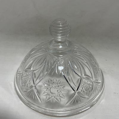 -102- Clear Cut Glass | Covered Butter Dish