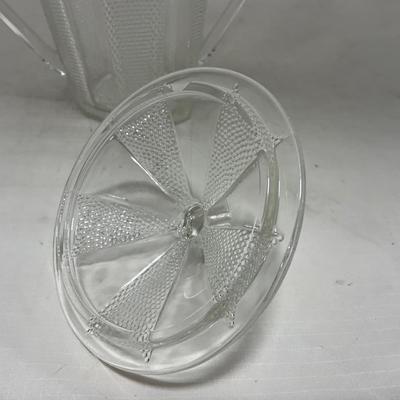 -103- Clear Glass | Dotted Pattern | Covered Butter Dish | Covered Sugar & Creamer