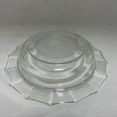 -103- Clear Glass | Dotted Pattern | Covered Butter Dish | Covered Sugar & Creamer