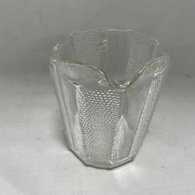 -103- Clear Glass | Dotted Pattern | Covered Butter Dish | Covered Sugar & Creamer