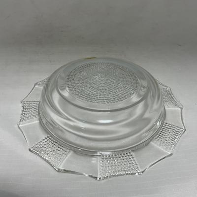-103- Clear Glass | Dotted Pattern | Covered Butter Dish | Covered Sugar & Creamer
