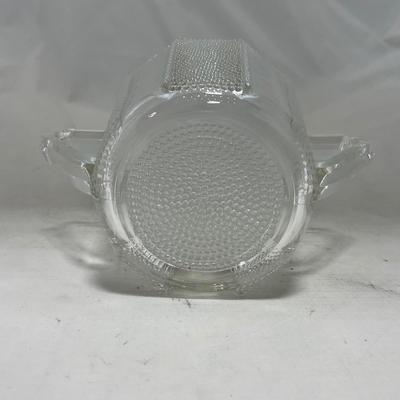 -103- Clear Glass | Dotted Pattern | Covered Butter Dish | Covered Sugar & Creamer