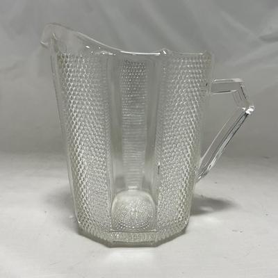 -103- Clear Glass | Dotted Pattern | Covered Butter Dish | Covered Sugar & Creamer