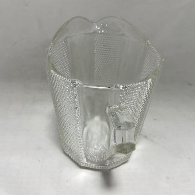 -103- Clear Glass | Dotted Pattern | Covered Butter Dish | Covered Sugar & Creamer