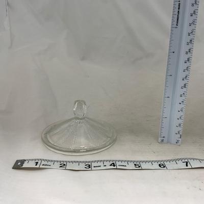-103- Clear Glass | Dotted Pattern | Covered Butter Dish | Covered Sugar & Creamer