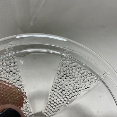 -103- Clear Glass | Dotted Pattern | Covered Butter Dish | Covered Sugar & Creamer