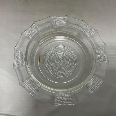 -103- Clear Glass | Dotted Pattern | Covered Butter Dish | Covered Sugar & Creamer