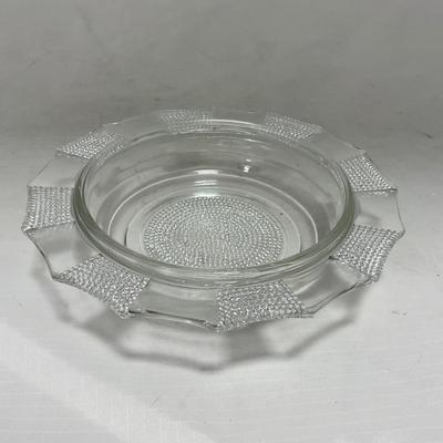 -103- Clear Glass | Dotted Pattern | Covered Butter Dish | Covered Sugar & Creamer