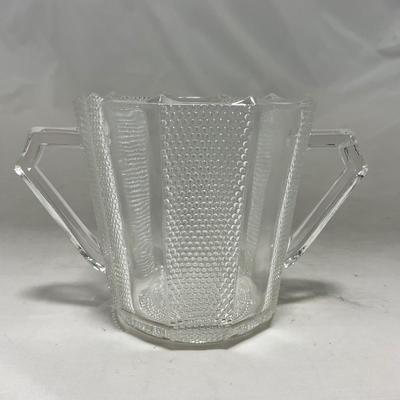 -103- Clear Glass | Dotted Pattern | Covered Butter Dish | Covered Sugar & Creamer