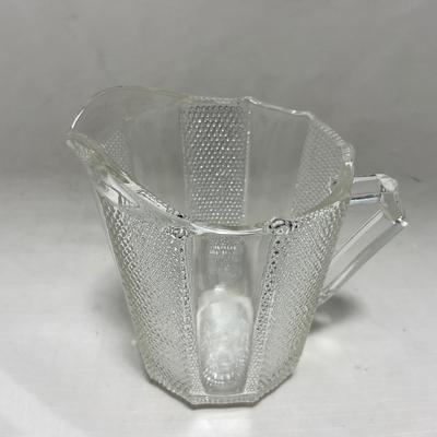 -103- Clear Glass | Dotted Pattern | Covered Butter Dish | Covered Sugar & Creamer