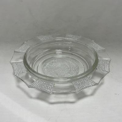 -103- Clear Glass | Dotted Pattern | Covered Butter Dish | Covered Sugar & Creamer