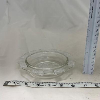 -103- Clear Glass | Dotted Pattern | Covered Butter Dish | Covered Sugar & Creamer