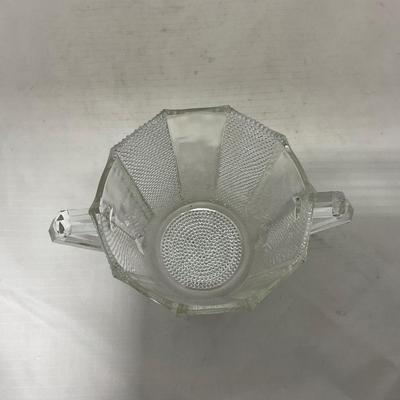 -103- Clear Glass | Dotted Pattern | Covered Butter Dish | Covered Sugar & Creamer