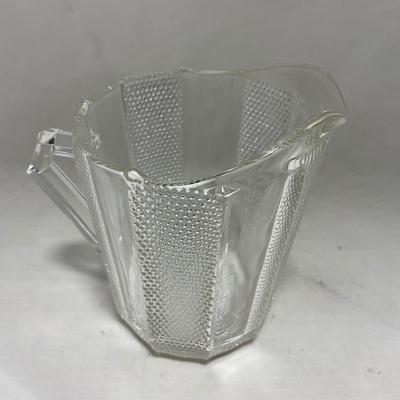 -103- Clear Glass | Dotted Pattern | Covered Butter Dish | Covered Sugar & Creamer
