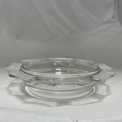 -103- Clear Glass | Dotted Pattern | Covered Butter Dish | Covered Sugar & Creamer