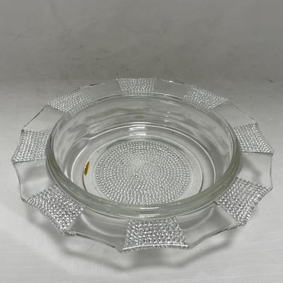 -103- Clear Glass | Dotted Pattern | Covered Butter Dish | Covered Sugar & Creamer