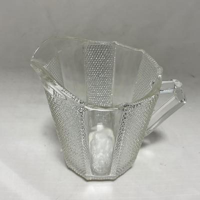 -103- Clear Glass | Dotted Pattern | Covered Butter Dish | Covered Sugar & Creamer