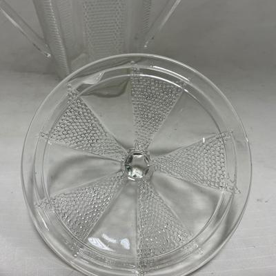 -103- Clear Glass | Dotted Pattern | Covered Butter Dish | Covered Sugar & Creamer