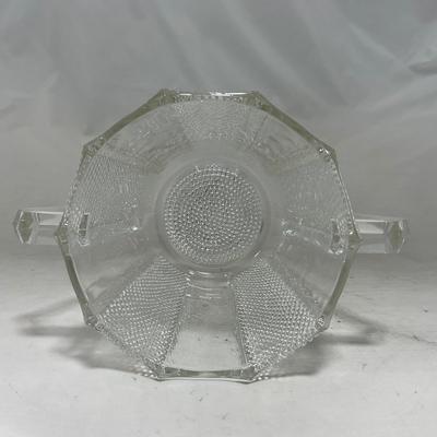 -103- Clear Glass | Dotted Pattern | Covered Butter Dish | Covered Sugar & Creamer