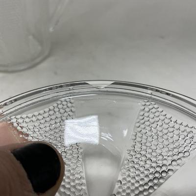 -103- Clear Glass | Dotted Pattern | Covered Butter Dish | Covered Sugar & Creamer