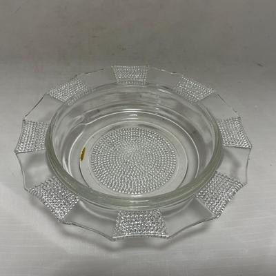 -103- Clear Glass | Dotted Pattern | Covered Butter Dish | Covered Sugar & Creamer