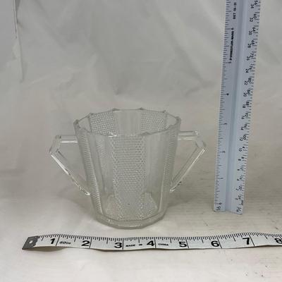 -103- Clear Glass | Dotted Pattern | Covered Butter Dish | Covered Sugar & Creamer