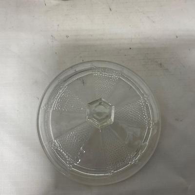 -103- Clear Glass | Dotted Pattern | Covered Butter Dish | Covered Sugar & Creamer