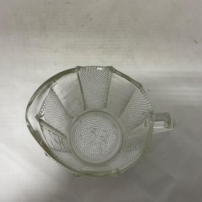 -103- Clear Glass | Dotted Pattern | Covered Butter Dish | Covered Sugar & Creamer