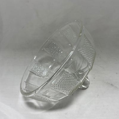 -103- Clear Glass | Dotted Pattern | Covered Butter Dish | Covered Sugar & Creamer