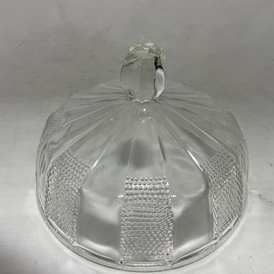 -103- Clear Glass | Dotted Pattern | Covered Butter Dish | Covered Sugar & Creamer