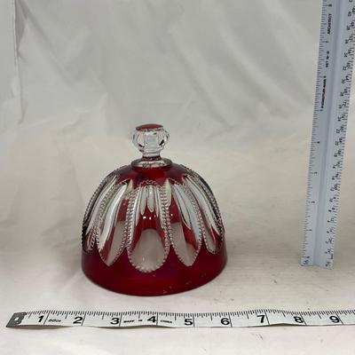 -104- Ruby Red and Clear Glass | Covered Butter Dish