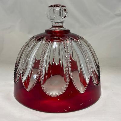 -104- Ruby Red and Clear Glass | Covered Butter Dish