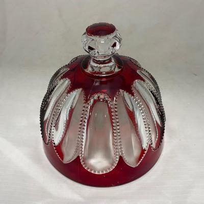 -104- Ruby Red and Clear Glass | Covered Butter Dish