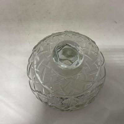 -105- Heavy Clear Glass | Cherries Pattern | Covered Butter Dish