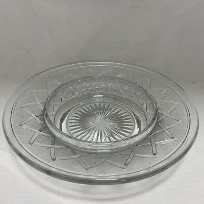 -105- Heavy Clear Glass | Cherries Pattern | Covered Butter Dish