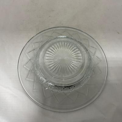 -105- Heavy Clear Glass | Cherries Pattern | Covered Butter Dish