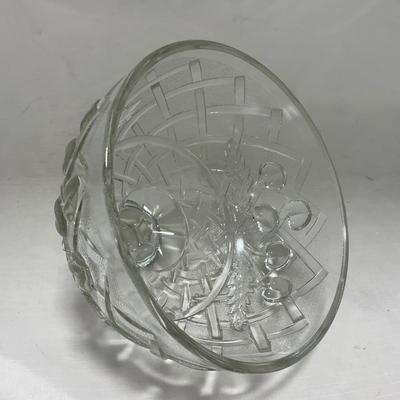 -105- Heavy Clear Glass | Cherries Pattern | Covered Butter Dish