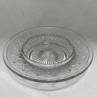 -105- Heavy Clear Glass | Cherries Pattern | Covered Butter Dish