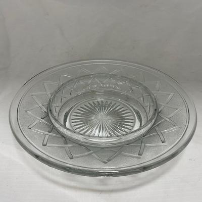 -105- Heavy Clear Glass | Cherries Pattern | Covered Butter Dish