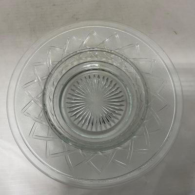 -105- Heavy Clear Glass | Cherries Pattern | Covered Butter Dish