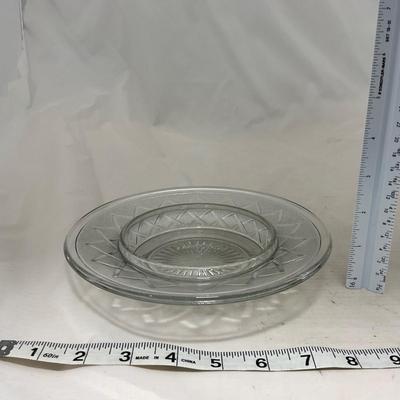 -105- Heavy Clear Glass | Cherries Pattern | Covered Butter Dish