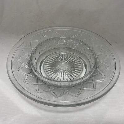 -105- Heavy Clear Glass | Cherries Pattern | Covered Butter Dish