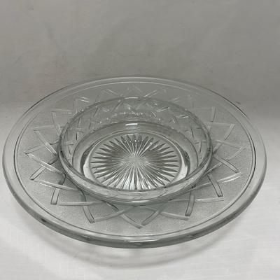 -105- Heavy Clear Glass | Cherries Pattern | Covered Butter Dish