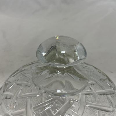 -105- Heavy Clear Glass | Cherries Pattern | Covered Butter Dish