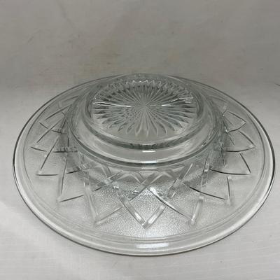 -105- Heavy Clear Glass | Cherries Pattern | Covered Butter Dish